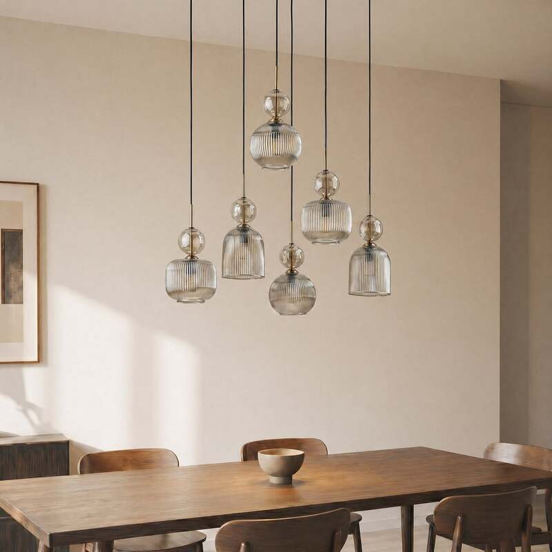 TK Lighting Hängelampe Pendelleuchte Sophia Glas Metall schwarz cognac E14 LED - 5906135110445