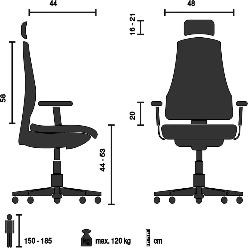 MyBuero Drehstuhl Bürostuhl Stuhl ERGOMY Flex Armlehnen klappbar weiß Stoff grau - 4064323108511