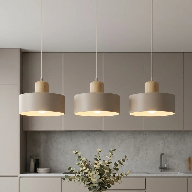 Hängeleuchte Torin beige 3-flg Pendelleuchte Lampe dimmbar Metall Holz 80cm - 5907106019170