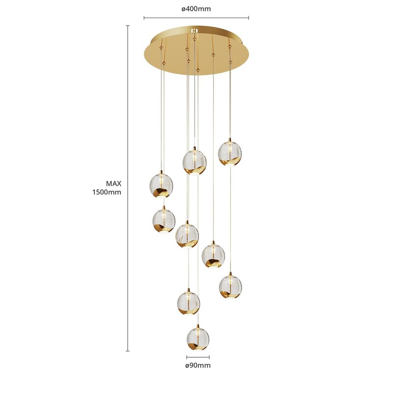 Lucande Pendelleuchte Hängelampe LED Hayley Gold Glas Leuchte Lampe Beleuchtung - 4251096583427