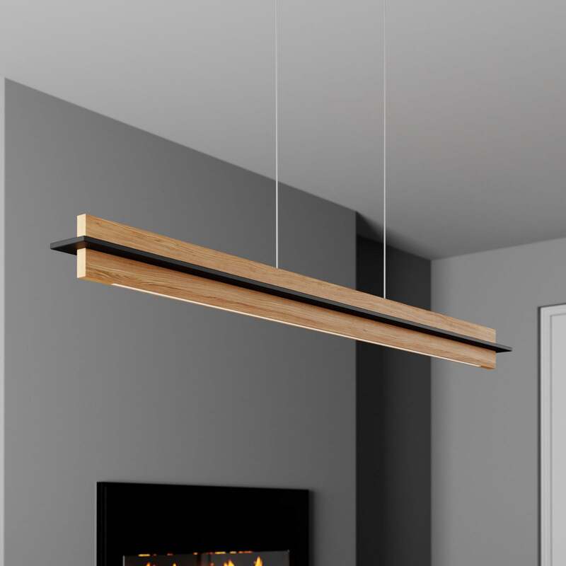 quitani Pendelleuchte Hängeleuchte Lexa LED dimmbar eiche schwarz 118cm - 4251096570458