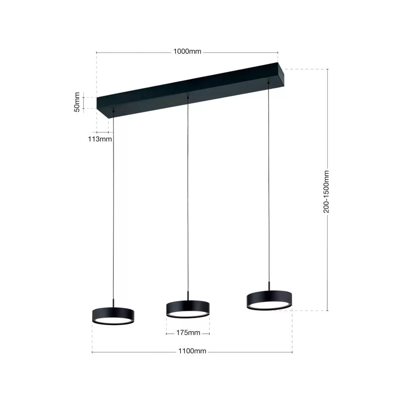Orion LED-Hängeleuchte Teide Hängelampe Leuchte schwarz Metall höhenverstellb229 - 9003090277605