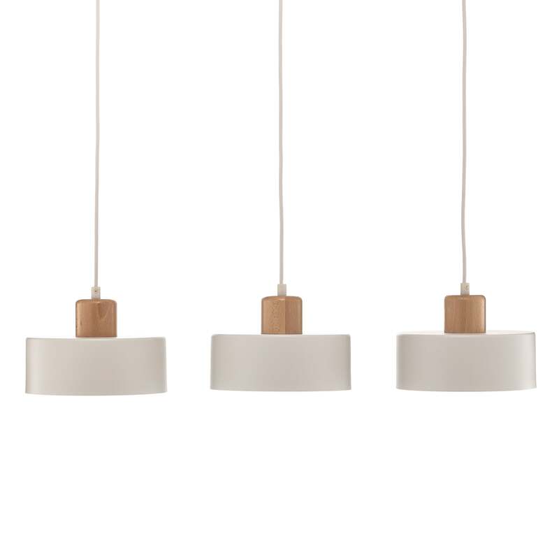 Pendelleuchte Tako Hängelampe LED dimmbar 3-flammig weiß Holz Stahl 80cm - 5901738919877