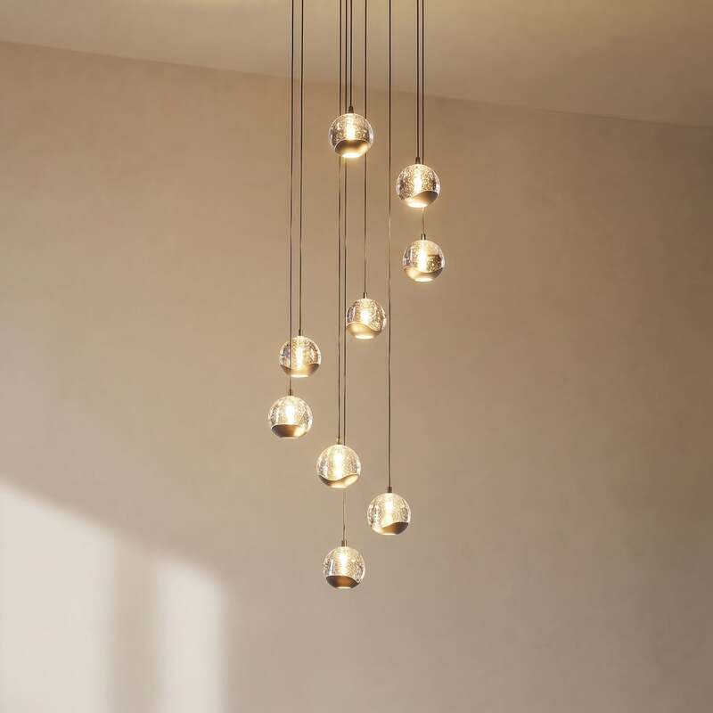 Lucande LED-Hängelampe Hayley schwarz 9-flg Glas 5900 Lumen 3000 K 46 W - 4251911798807