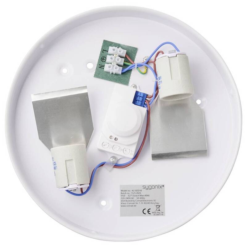 Sygonix Deckenleuchte Lampe Bewegungsmelder Sensor LED E27 Weiß Glas Innen - 4064161337692
