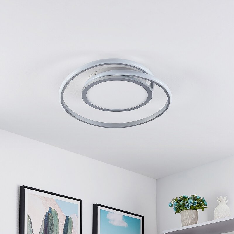 Lucande Deckenleuchte Deckenlampe LED Noud silber Aluminium dimmbar 49 cm - 4251096597653