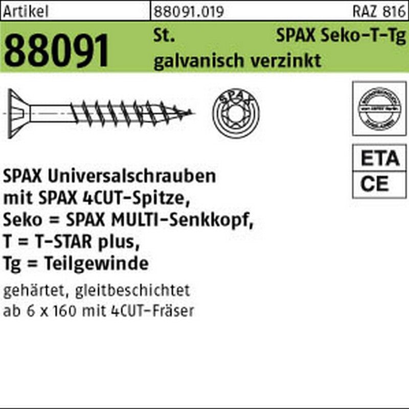 SPAX 0191010400705 Universal Screw 4 X 70mm T-Star Plus Steel WIRO - 4003530155178