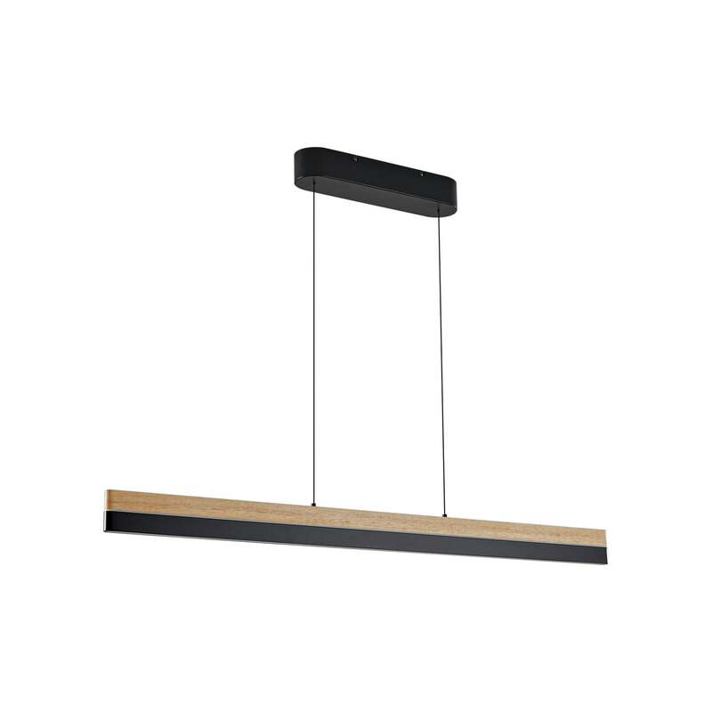 Lucande Pendelleuchte Hängelampe LED Holz schwarz matt Eisen CCT Länge 113 cm - 4255830902314
