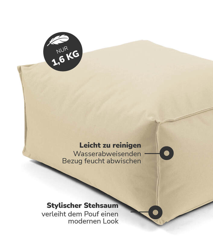 mokebo Outdoor Pouf Hocker 'Der Ruhepouf' Sitzhocker Sitzsack 60 x 45 cm beige - 4262436121070