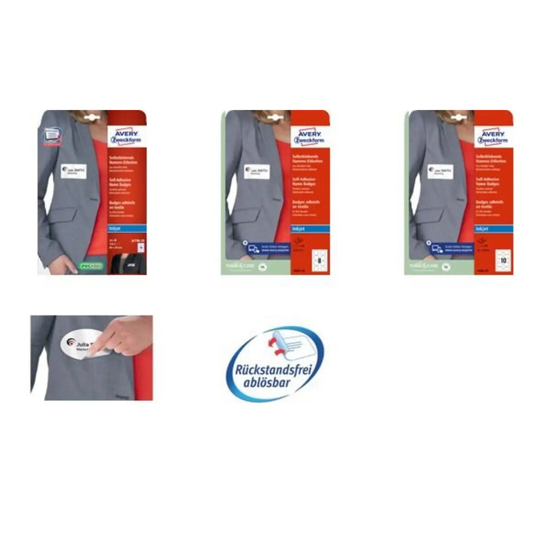 AVERY ZWECKFORM Namensschild selbstklebend 200 St. Polypropylen 50x80mm weiß - 4004182063538