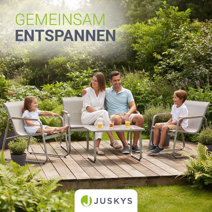Gartenmöbelset Genua 4-teilig Sitzgruppe wetterfest Tisch Bank anthrazit sand - 4262437186788