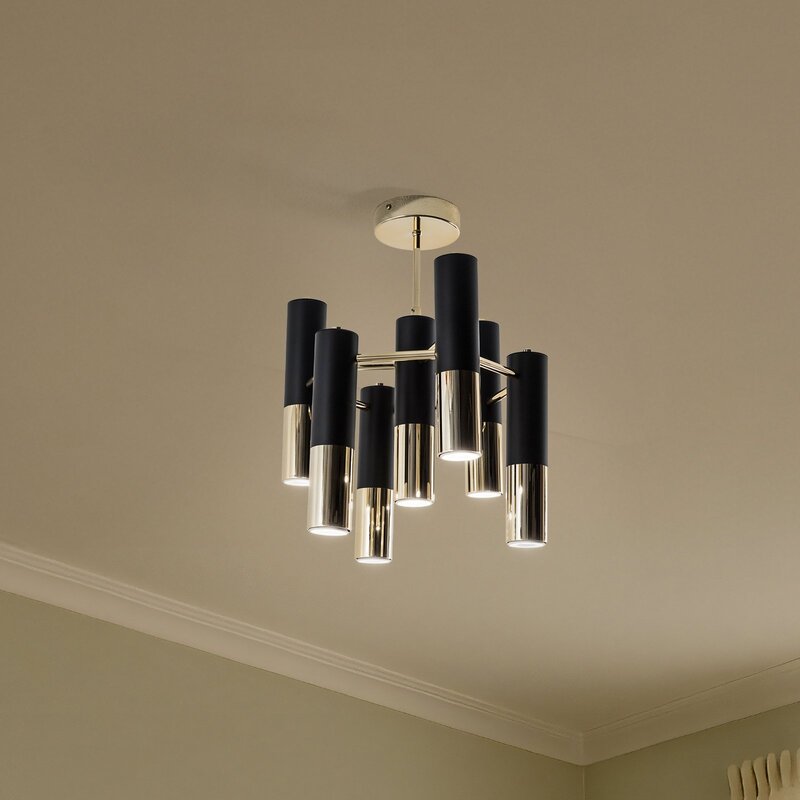 Orino Deckenleuchte Lampe Beleuchtung GU10 Metall schwarz gold 7 flammig Modern - 5905563003855