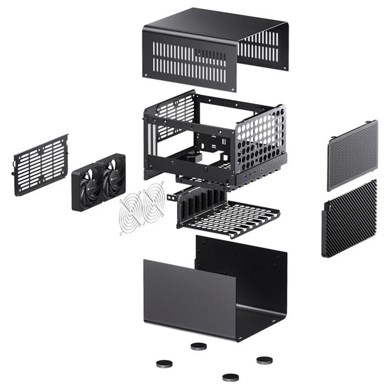 Jonsbo N3 NAS Gehäuse Mini-ITX Aluminium schwarz 3,5 Zoll HDDs 8-fach Hot-Swap - 6970620553184