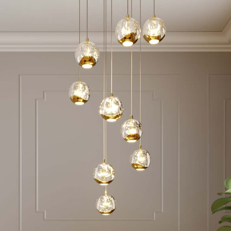 Lucande Hängelampe Hängeleuchte Hayley LED Pendelleuchte Lampe gold Ø40cm - 4251096583427