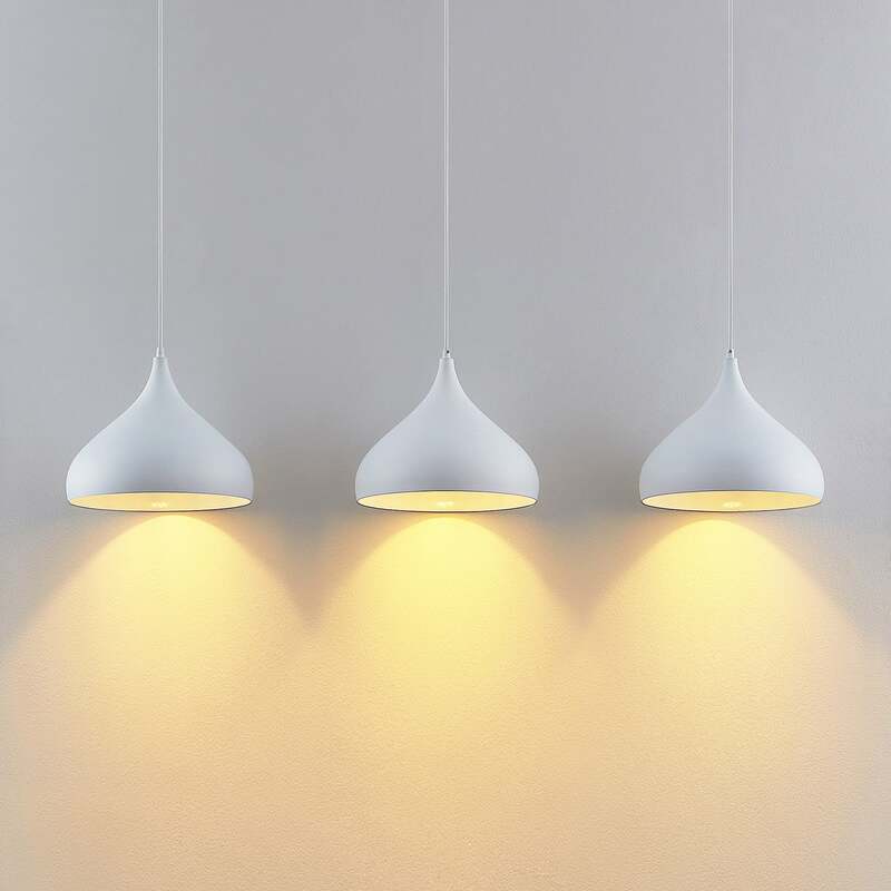 Lindby Pendelleuchte Hängeleuchte Elamira LED Lampe dimmbar weiß 133cm 3-flg - 4251911726596