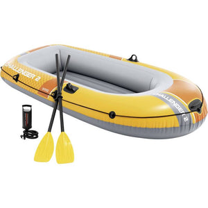 B-Ware Intex Challenger 2 Boot Set Sportboot 2-Personen Set Paddel Handpumpe 200kg