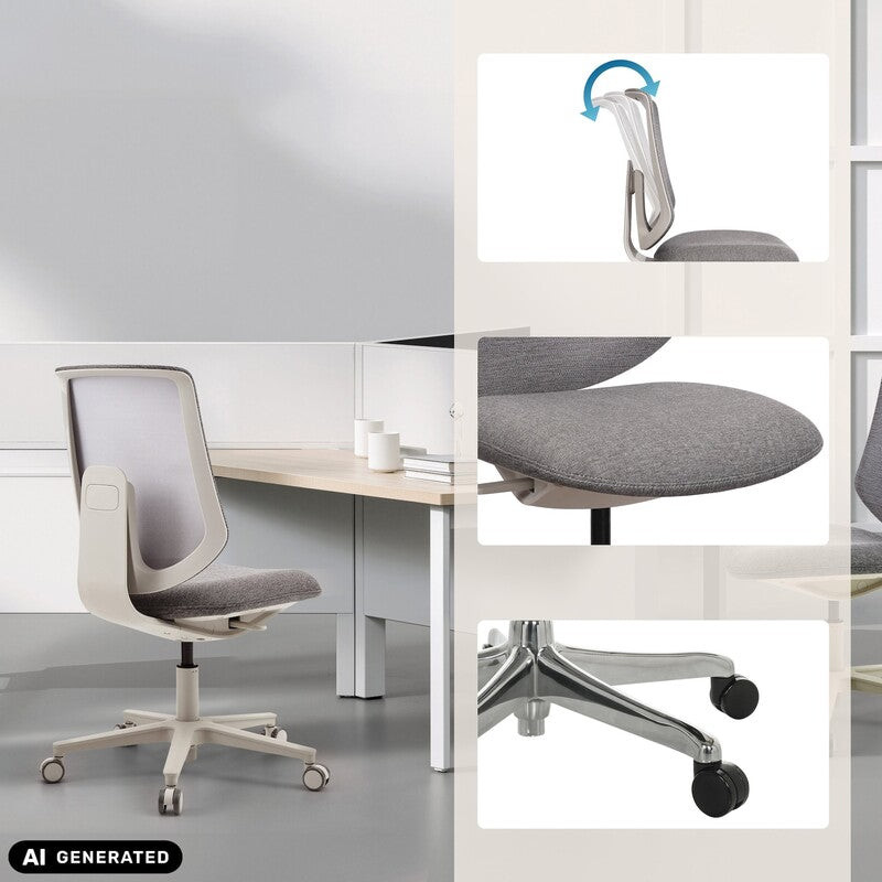 hjh OFFICE Bürostuhl Sitflex Lady ergonomisch ohne Armlehnen grau Home Office - 4064323108337