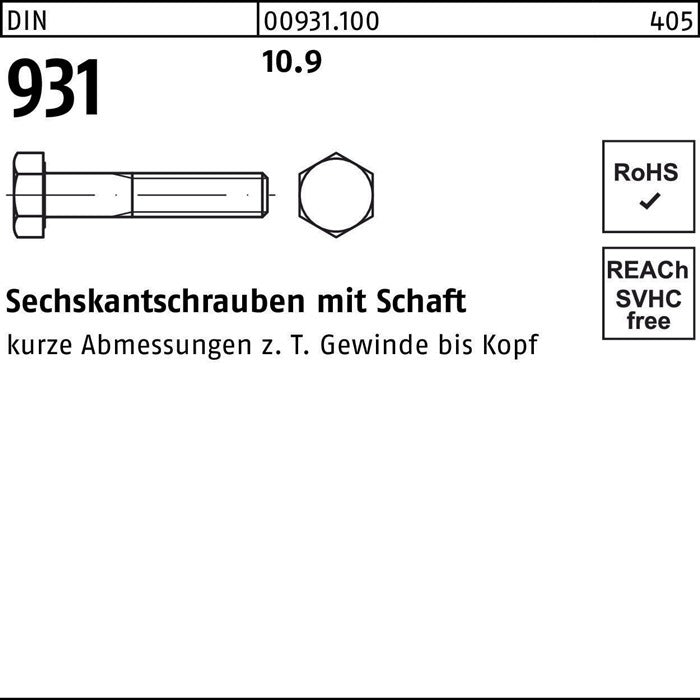 CAB FASTENING Sechskantschraube Schaft M 10 x 110 DIN 931 blank 100 STÜCK - 4043952211359