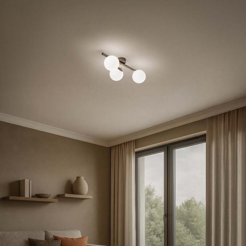 Deckenleuchte Zoe 3-flammig LED dimmbar braun weiß satiniert 46 x 12 cm Lampe - 5905563001622
