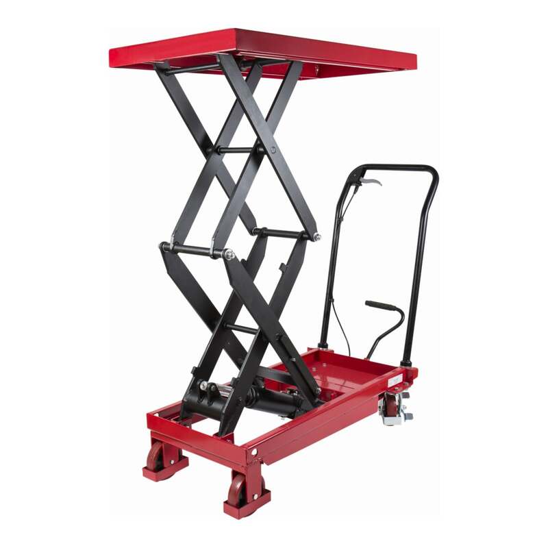 STIER Doppelscheren-Hubtischwagen 350kg Traglast Hubtischwagen 1300mm Höhe 105kg - 4260439000743