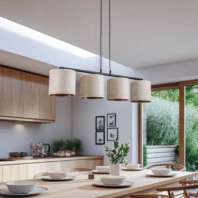 EMIBIG LIGHTING Hängelampe Jari 4fl lang weiß-gold dimmbar 100 cm E27 - 5901738920323