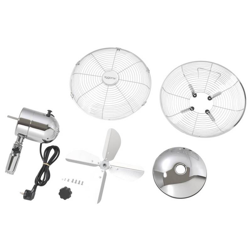 Sygonix Tischventilator Ventilator Oszillierend 35W Chrom 335mm x 400mm 3 Stufen - 4064161489322