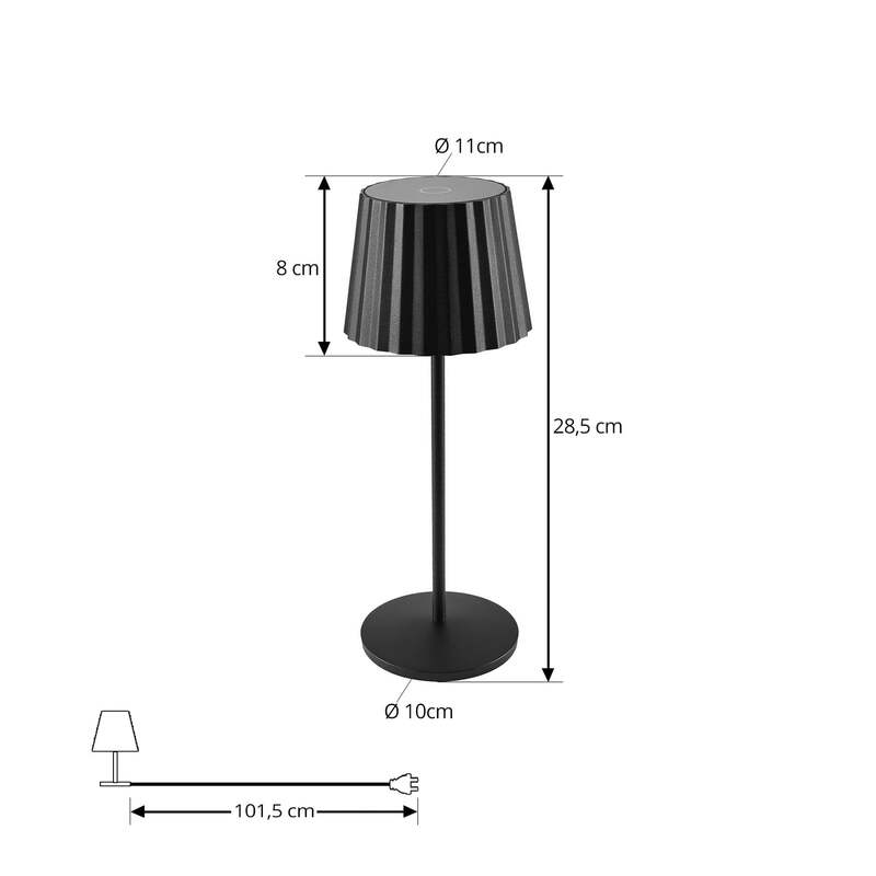Lindby Tischleuchte Esali LED Dimmbar Akku Lampe Gartenleuchte schwarz IP65 - 4251911764123