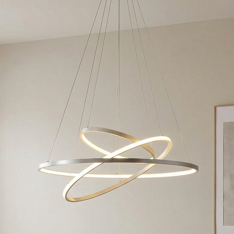 Lucande Pendelleuchte Hängeleuchte Ezana LED Lampe dimmbar nickel Ø80cm 3000K - 4251096556858