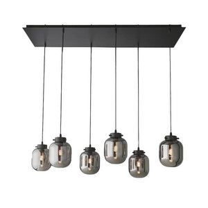 B-Ware FISCHER & HONSEL Hängeleuchte Regi Hängeleuchte Lampe Glas rauchgrau 6-fl. 282