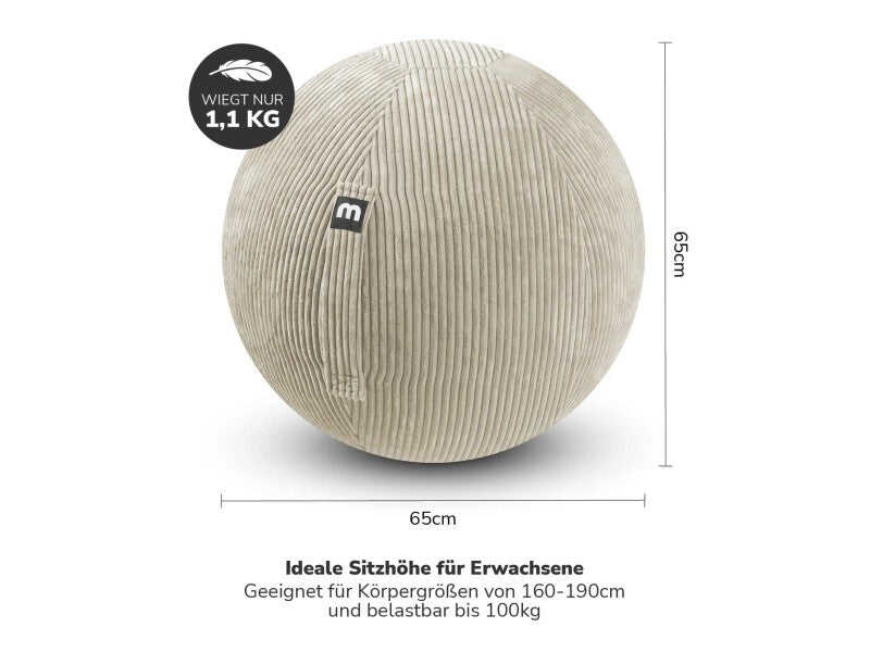 mokebo Stoff Sitzball Büro ergonomisch 'Der Sportliche', Sitzball mit Pumpe oder - 4262436120394