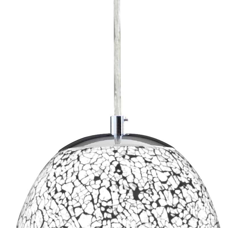 Searchlight Hängeleuchte Pendelleuchte Crackle Glas Chrom Weiß Mosaik - 5013874360625