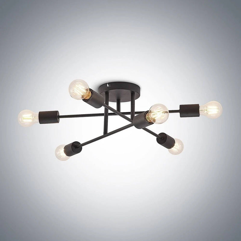 Lindby Estar Deckenleuchte Lampe Leuchte sechsflammig schwarz Metall E27 230V - 4251096583557