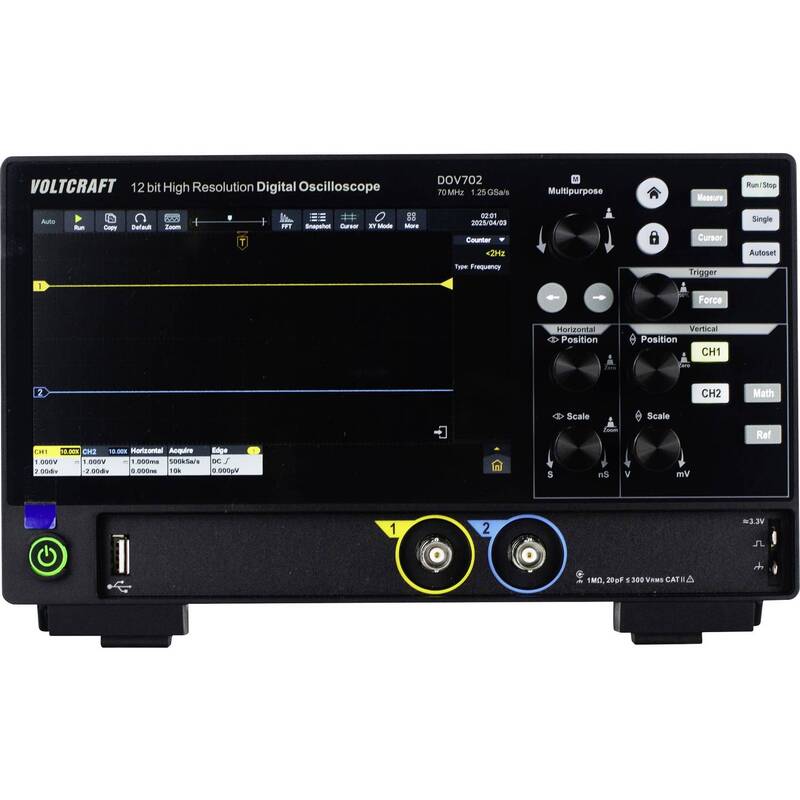 Voltcraft Digital-Oszilloskop DOV702 70 MHz 2-Kanal 1,25 GSa/s 50 Mpts 12 Bit - 4064161397115