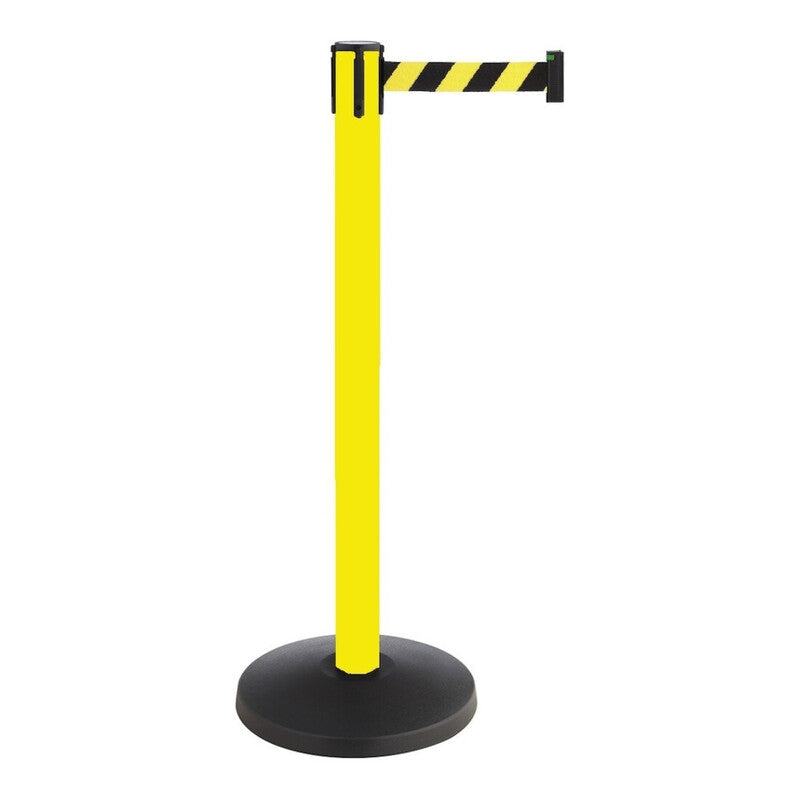 RS-GUIDESYSTEMS Absperrpfosten Metall gelb Gurtband 4m schwarz-gelb rund 1000mm - 4251021123742