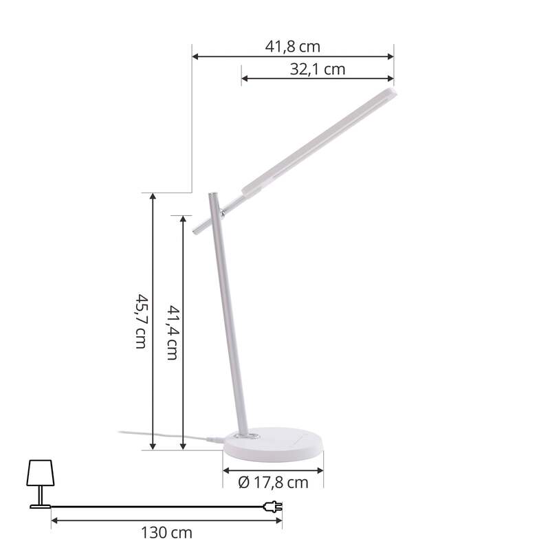 Lindby Tischleuchte Valtorin LED Lampe dimmbar höhenverstellbar weiß - 4251911775631