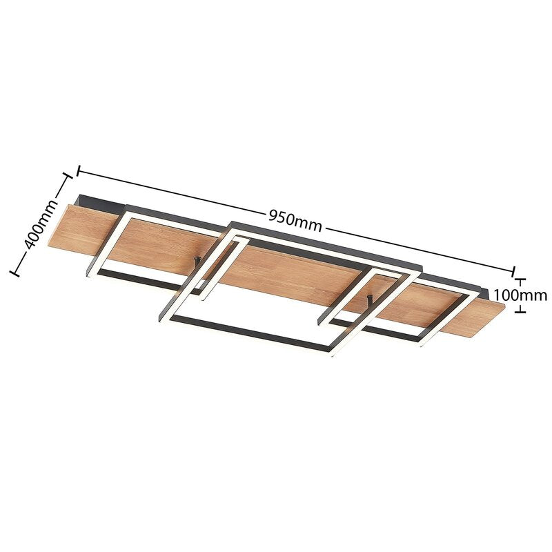 Lucande Chariska LED Deckenlampe Deckenleuchte Lampe Leuchte Holz schwarz 95cm - 4251911747485