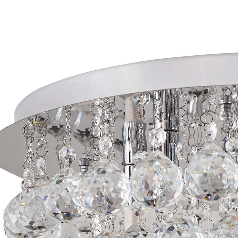 Lindby Deckenleuchte Antonino LED Kristall Deckenlampe dimmbar chrom Ø55cm 8-flg - 4251096590043