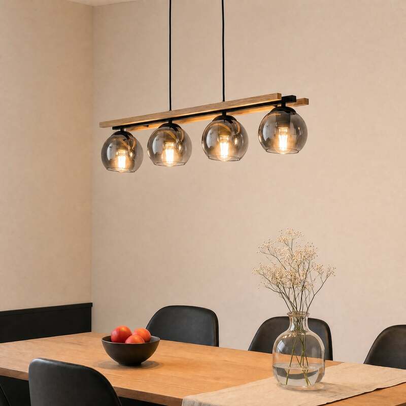 Lindby Hängelampe Hängeleuchte Enrique LED Pendelleuchte Lampe 4-flammig grau - 4251096596717