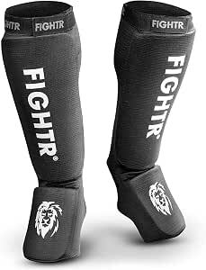 B-Ware FIGHTR Shin Pad Schienbeinschoner Kickboxing MMA Muay Thai Schwarz Größe M