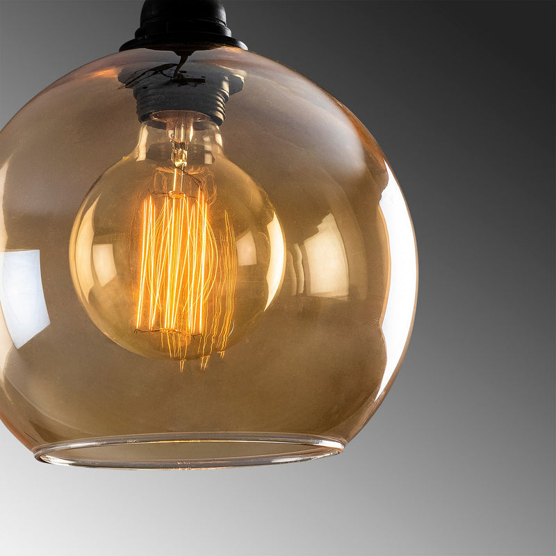 Hängelampe Gold 021 3-flammig Ø20cm Glas Metall dimmbar schwarz-gold - 8682870091177