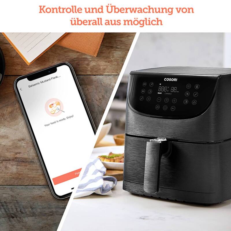 Cosori Heißluft-Fritteuse Airfryer App steuerbar Schwarz Smart Touchdisplay 5,5L - 0810043370066