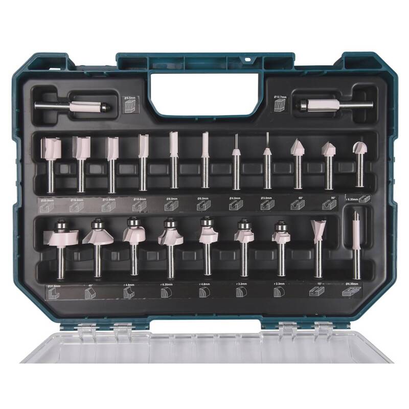 Makita Fräser-Set 22-teilig HM 8 mm für Holzarbeiten im Koffer 250x345 mm - 88381590228