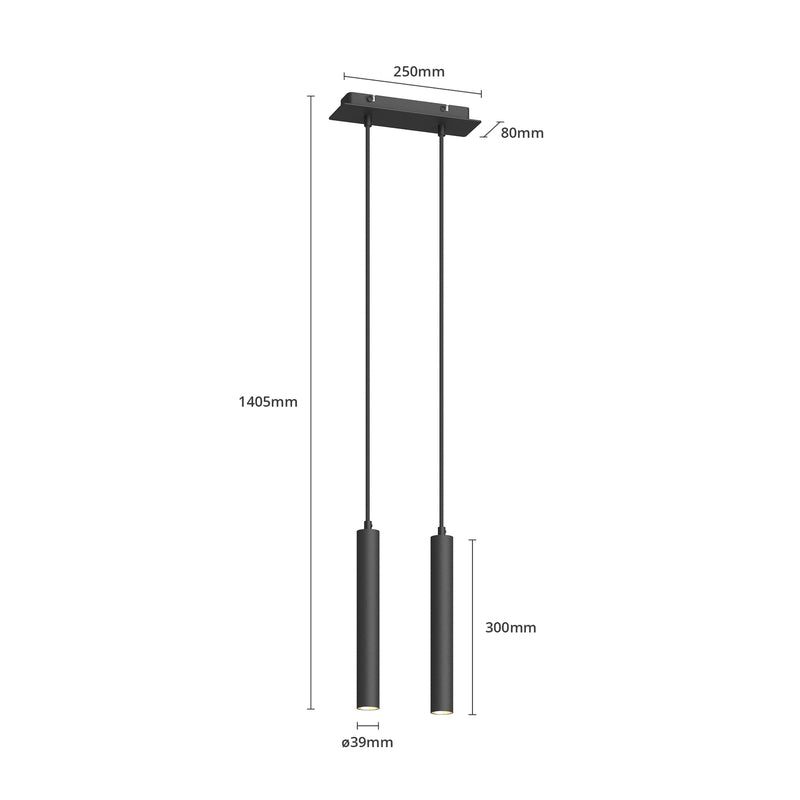 Arcchio Pendelleuchte Hängeleuchte Franka LED Lampe schwarz Aluminium 2-flg 30cm - 4251096568608