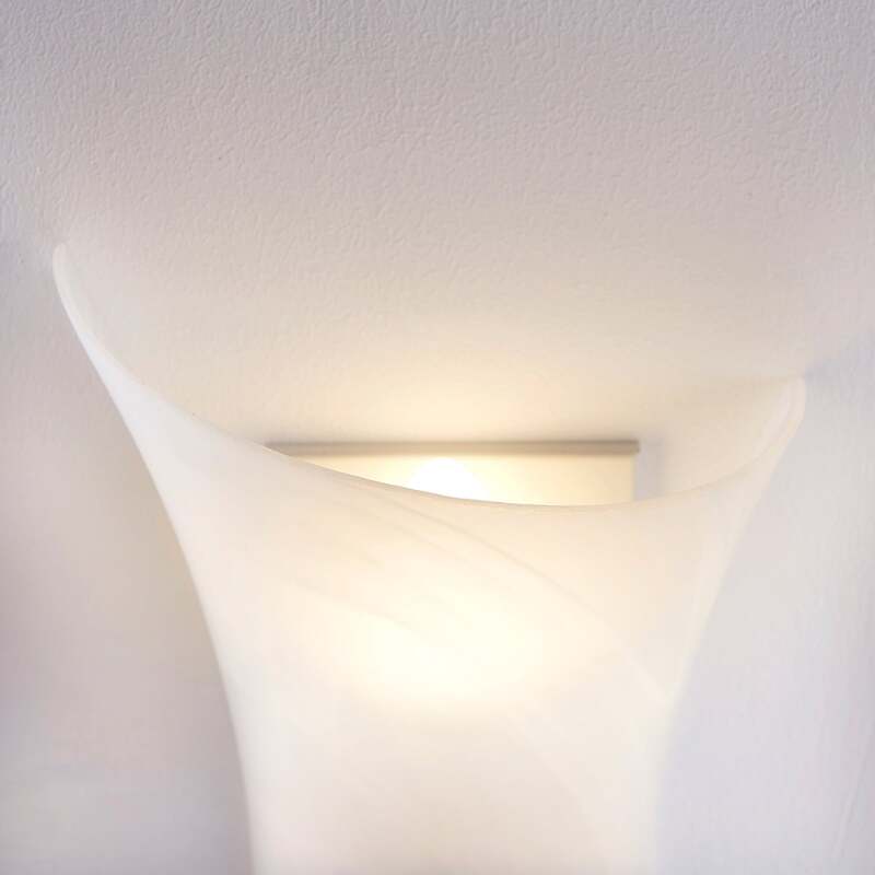 Lindby Wandleuchte Ebba LED Wandlampe dimmbar Glas alabaster chrom 39cm Höhe - 6291106556391