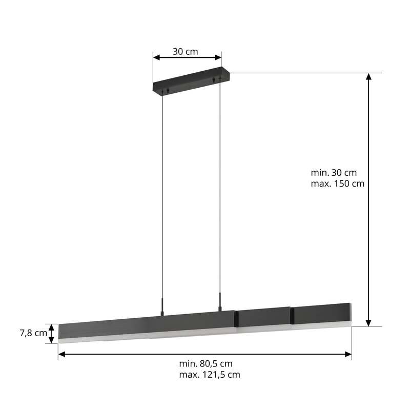 Lucande LED Hängeleuchte Pendelleuchte Torven schwarz CCT ausziehbar - 4255830903618