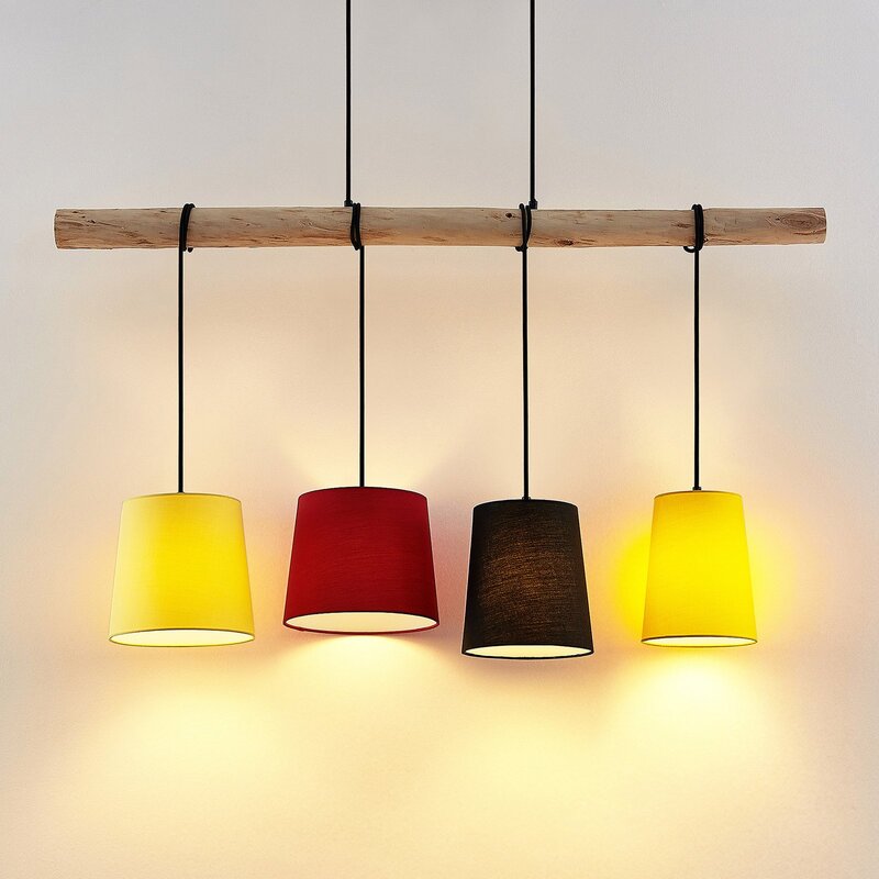 Lindby Hinai Hängeleuchte Deckenlampe Pendelleuchte Lampe Licht schwarz rot g688 - 4251911724653