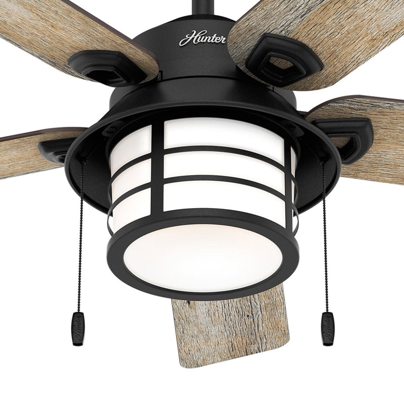 Hunter Deckenventilator Santorini Ventilator mit Licht Holz schwarz bis 30m² - 0049694506481