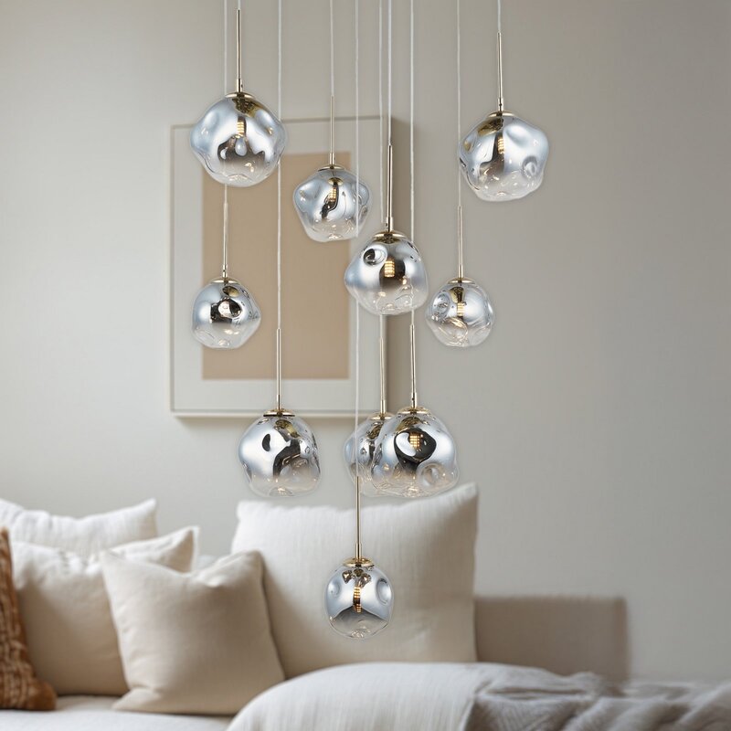 Lucea Hängeleuchte Pendelleuchte Herman gold Glas grau Ø66cm SIEHE TEXT/FOTO - 8698525682614