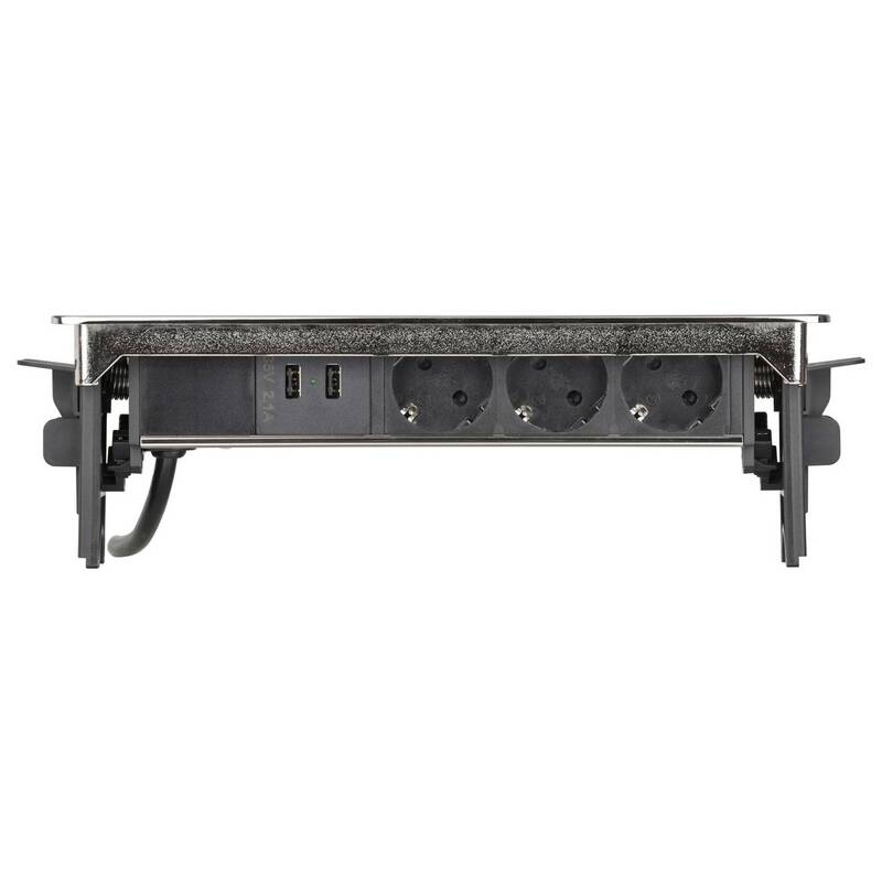 Brennenstuhl Tischsteckdose 3fach Silber Schwarz mit USB 2m Kabel 1396200113 - 4007123656660