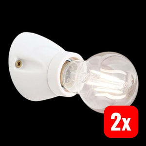 2x B-Ware ORION Wandleuchte Frost Keramik E27 extern dimmbar 60W Retrolook weiß